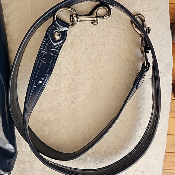 Coach Vintage POPPY Blue Patent Leather Quilted Small Shoulder Bag - Picture 10 of 12